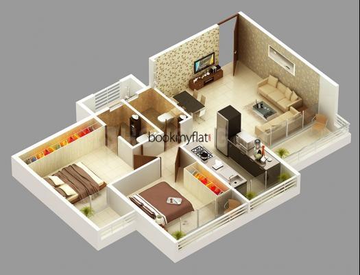 Floor Plan Floor Plan Image of 919 Sq.ft 2 BHK Apartment for buy in Yashwant Nagar for 4580000