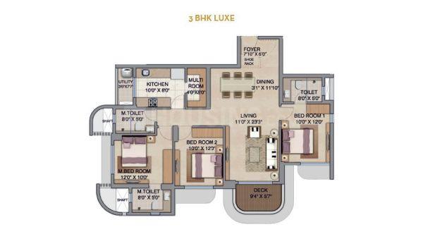 Floor Plan Floor Plan Image of 1350 Sq.ft 3 BHK Apartment for buy in Jogeshwari West for 26600000