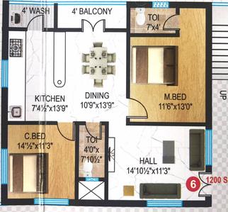 Gallery Cover Image of 1200 Sq.ft 2 BHK Apartment for buy in Kondapur for 6240000