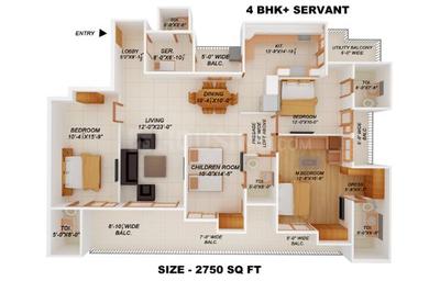 Gallery Cover Image of 2750 Sq.ft 4 BHK Apartment for buy in Aakriti Aakriti Shantiniketan, Sector 143B for 21500000