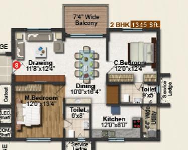 Gallery Cover Image of 1340 Sq.ft 2 BHK Apartment for buy in Frontline Seven, Kokapet for 7000000