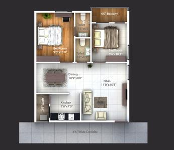 Gallery Cover Image of 910 Sq.ft 2 BHK Apartment for buy in Patancheru for 2593500