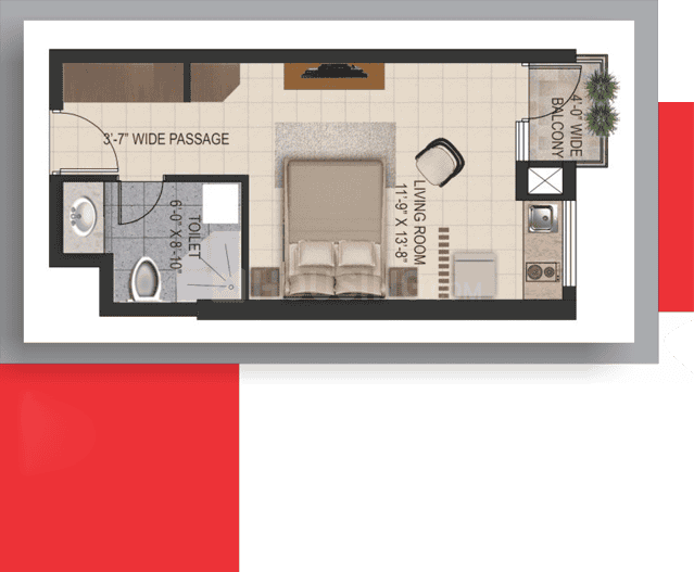 Floor Plan Floor Plan Image of 540 Sq.ft Studio Apartment for buy in Gomti Nagar for 2646000