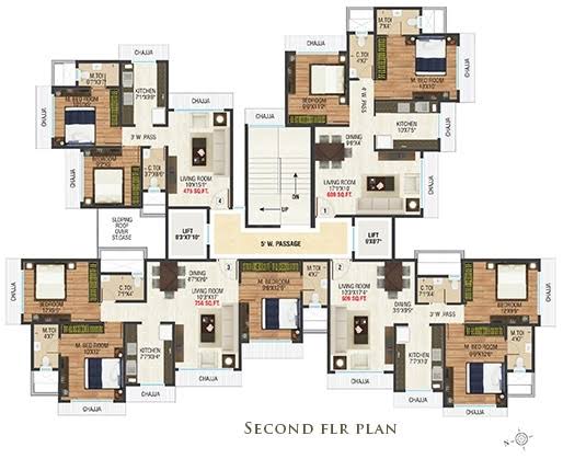 Floor Plan Floor Plan Image of 800 Sq.ft 2 BHK Apartment for buy in Borivali West for 18600000