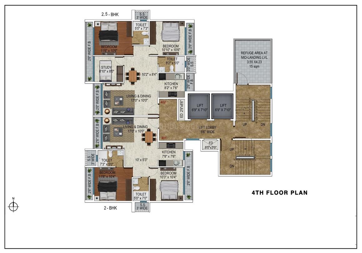 Floor Plan Floor Plan Image of 1190 Sq.ft 2 BHK Apartment for buy in Kharghar for 10400000