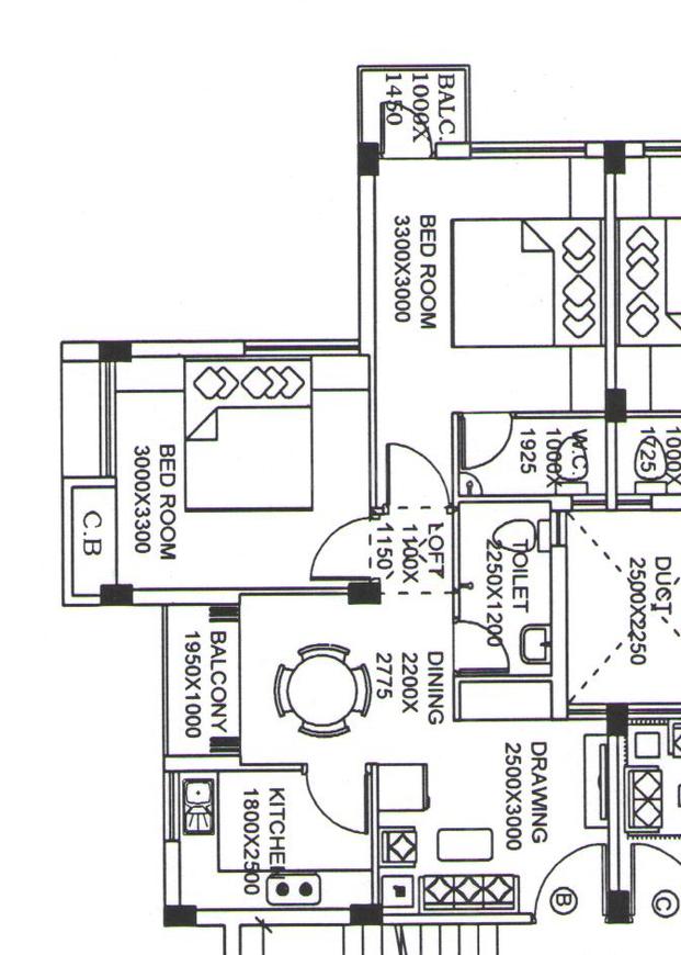 Floor Plan Floor Plan Image of 767 Sq.ft 2 BHK Apartment for buy in Joka for 1730000