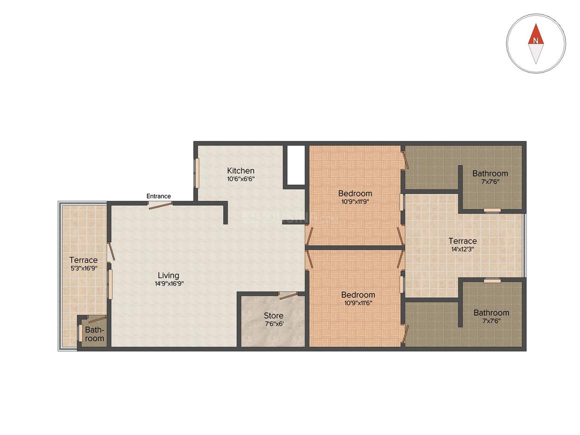 Floor Plan Floor Plan Image of 1450 Sq.ft 2 BHK Independent Floor for buy in Sector 55 for 5500000