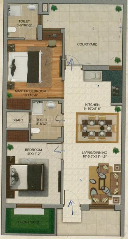 Floor Plan Floor Plan Image of 900 Sq.ft 2 BHK Villa for buy in Goda Vihar for 2650000