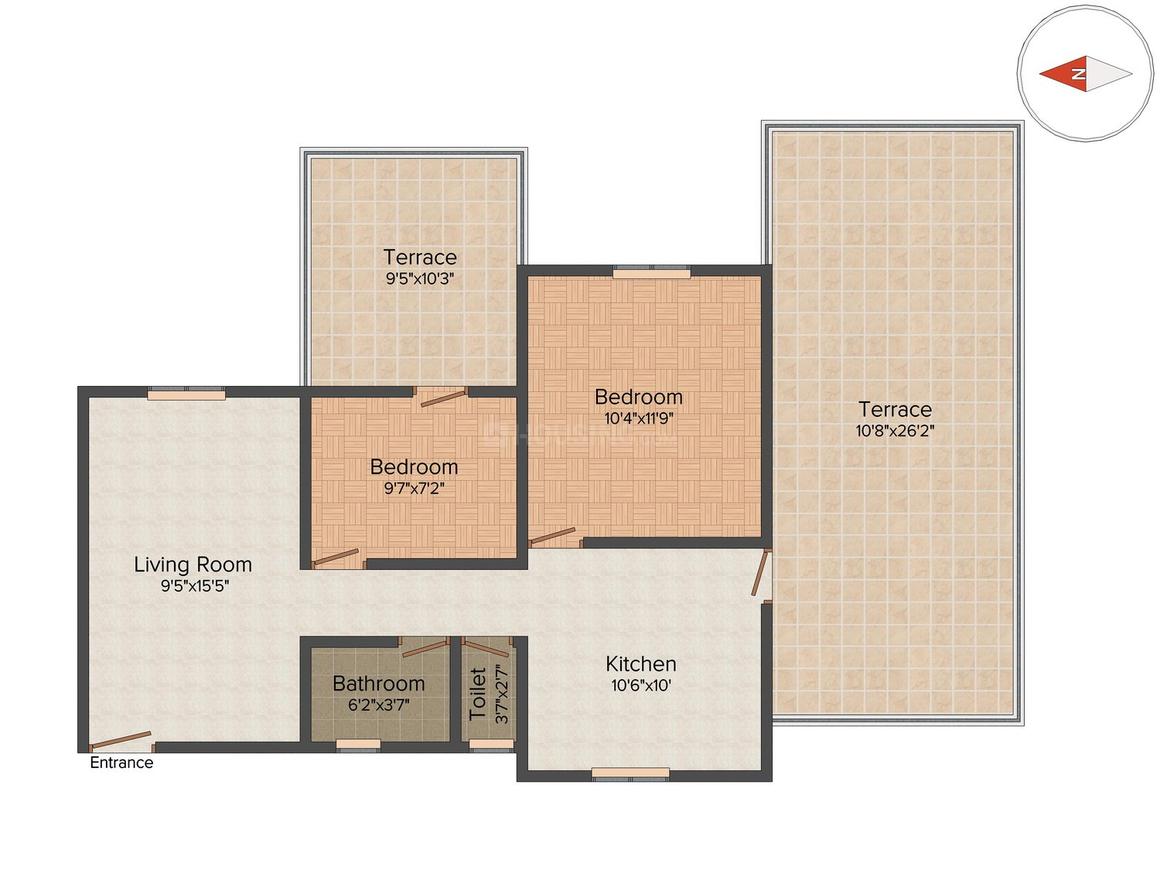 Floor Plan Floor Plan Image of 1200 Sq.ft 2 BHK Apartment for buy in Sus for 5500000