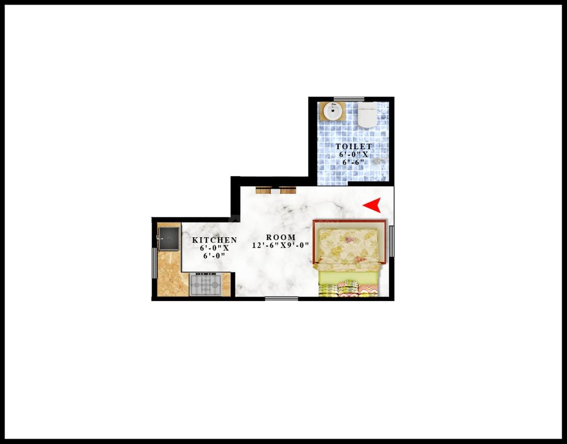 Floor Plan Floor Plan Image of 300 Sq.ft 1 RK Apartment for buy in Siddharth Vihar for 850000
