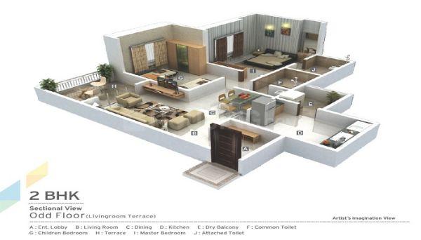 Floor Plan Floor Plan Image of 1136 Sq.ft 2 BHK Apartment for buy in Mundhwa for 7200000