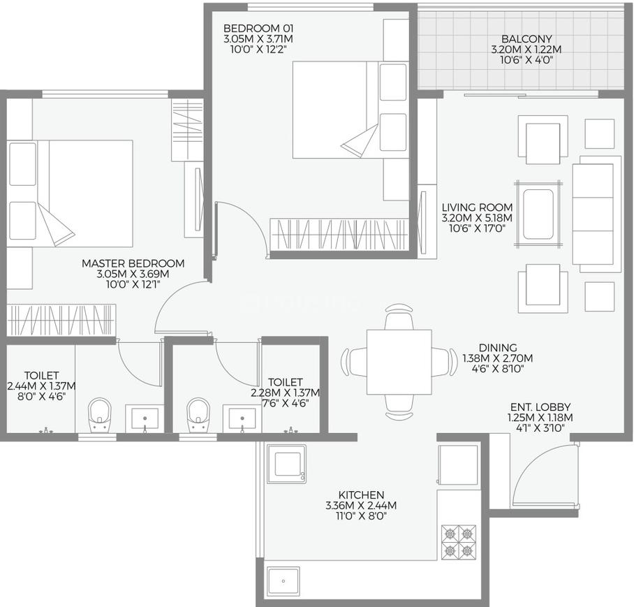 Unique K Town Floor Plan Vikas Nagar, Pune